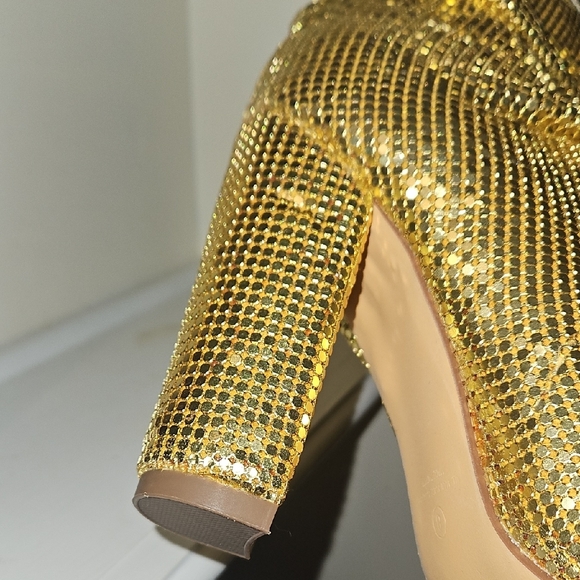 Liliana Gold Sequin Heeled Boots - Picture 10 of 11